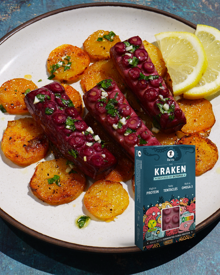 THE KRAKEN octopus-style mycoprotein with potatoes and lemon