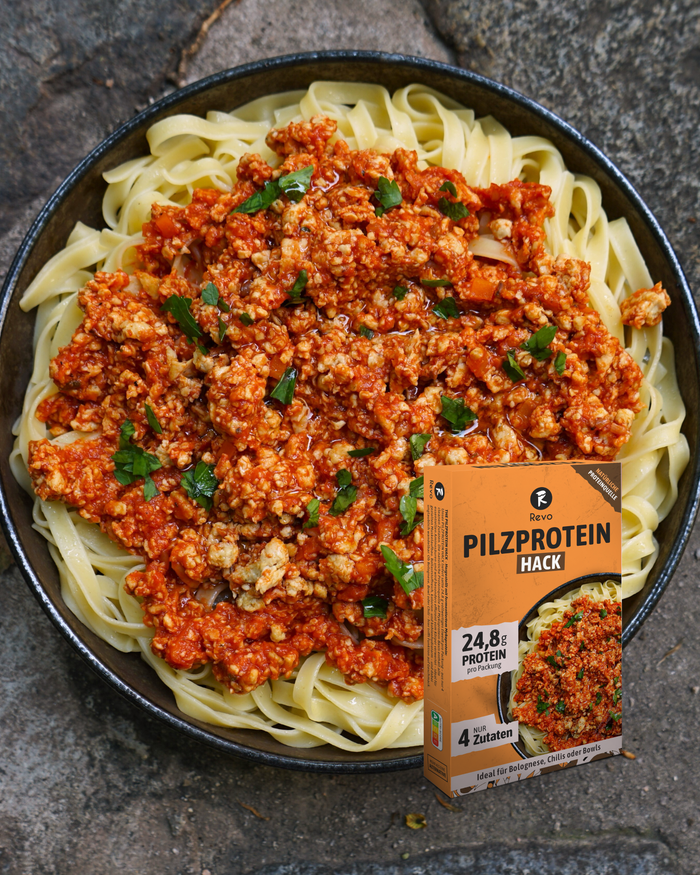 MINCED FUNGI PROTEIN mycoprotein mince in a pasta bolognese